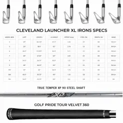 CLEVELAND LAUNCHER XL HALO IRONS / STEEL SHAFTS -KingGolf Sales Store haloisspecs 600x600 1